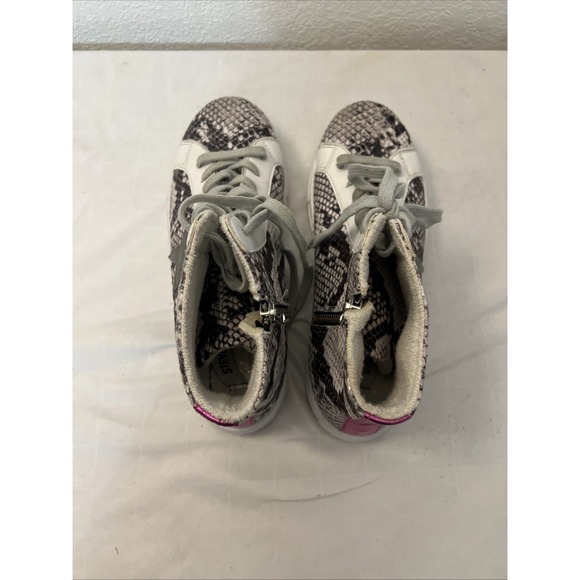 Steve Madden Jaren Lace High-Top Sneaker Shoe Sz 8 Side Zip Reptile Print Womens - Picture 3 of 7